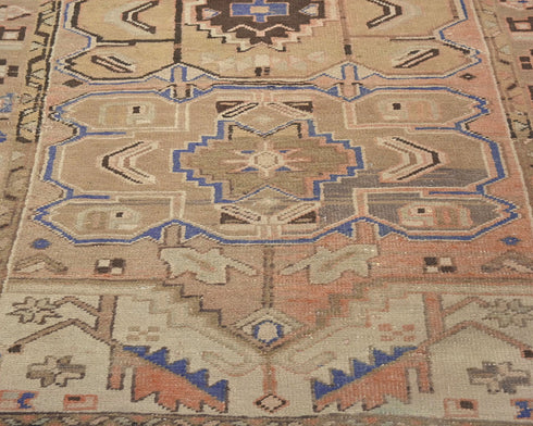 10 Ft Vintage Brown Persian Style Hand Knotted Low Pile Wool Runner Rug